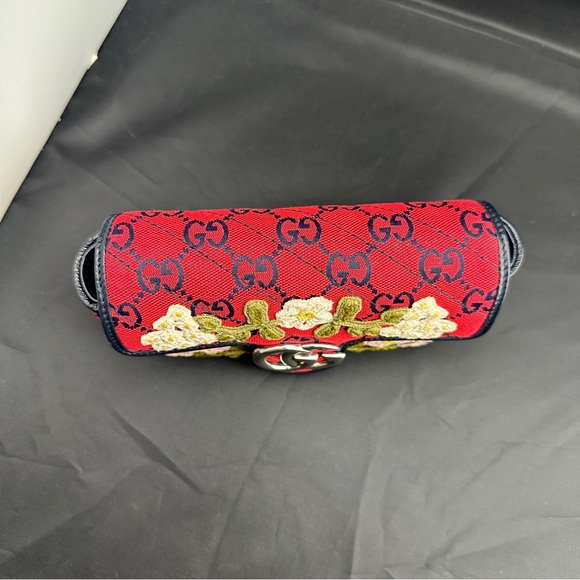 Gucci Monogram Multicolor Super Mini GG Marmont in Red wFloral Embroidery NEW! - Picture 8 of 14